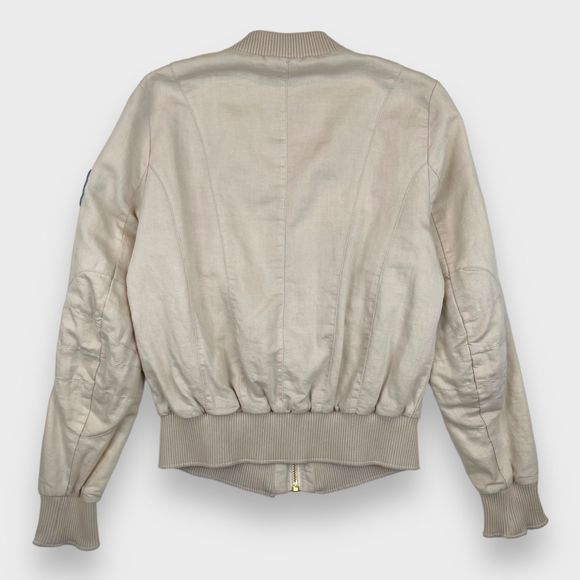 ZADIG & VOLTAIRE Lola Linen Double Zipper Skull Bomber Jacket Women's Medium - Picture 9 of 15